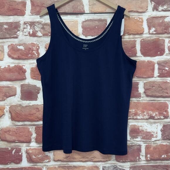 crown & ivy Tops - Crown & Ivy Top Women's 2X Blue Pima Cotton Casual Sleeveless Camisole Tank
